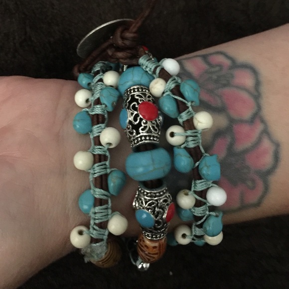 3-WRAP BOHO🥰HANDMADE GENUINE LEATHER BRACELET - Picture 2 of 8